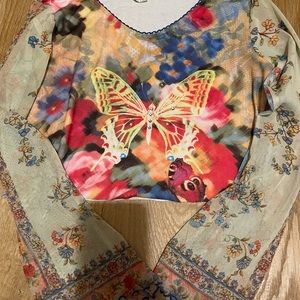 Y2K Fairy Butterfly cropped long sleeve top